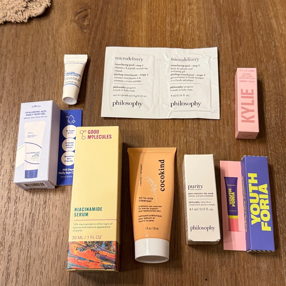 Skincare bundle! Travel sizes: Good Molecules, Kylie, Philosophy, Cocokind, more